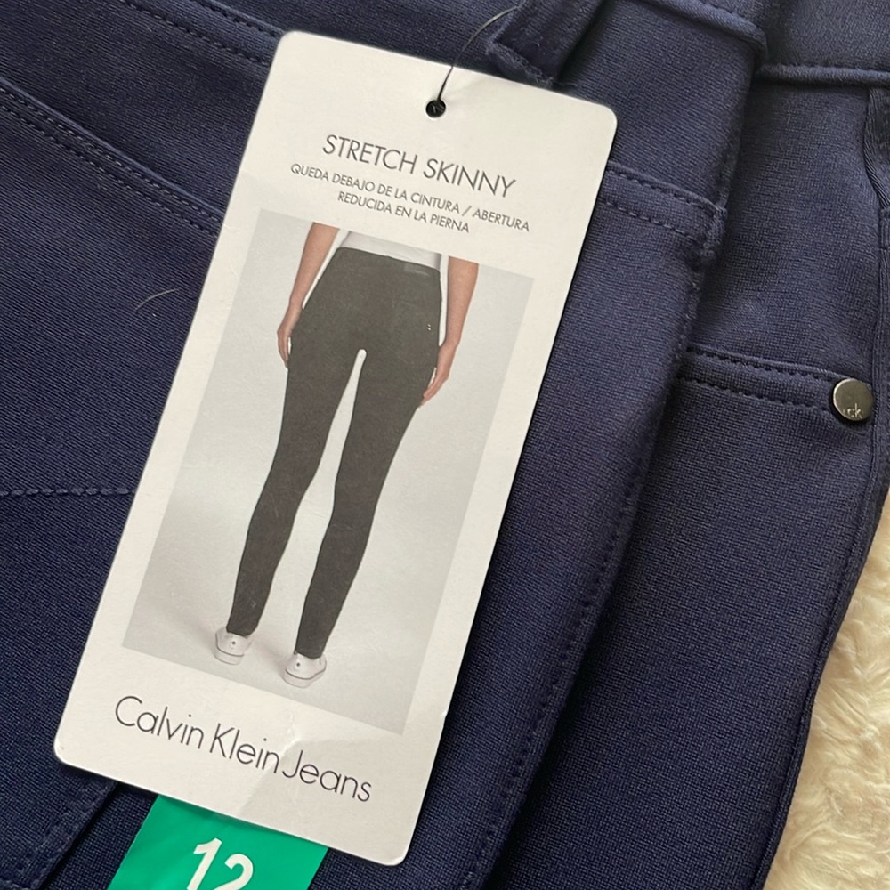 Brand new Calvin Klein size 12, navy skinny stretch pants